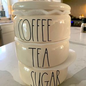 New with tags Rae Dunn coffee tea sugar stacker